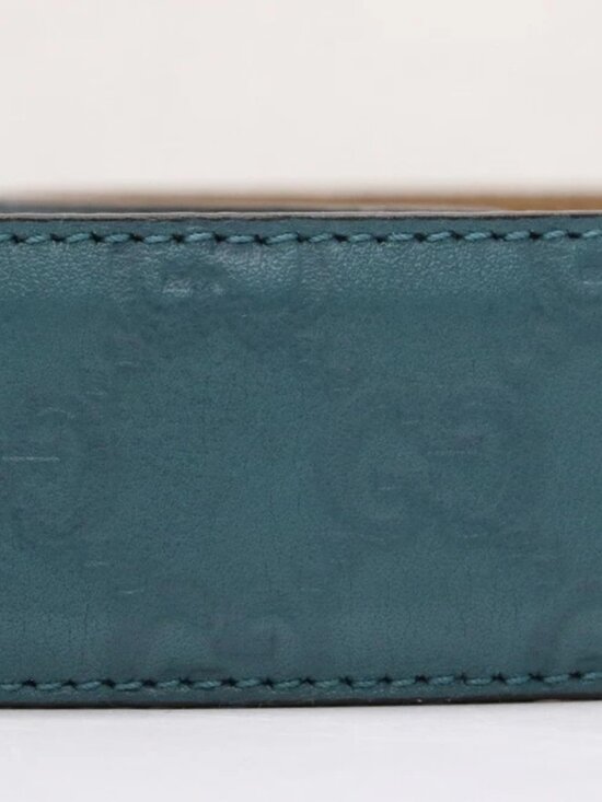 GUCCI Microguccissima Embossed Teal Leather Belt Size 95-38 main image 4